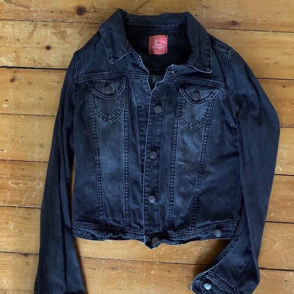 LUX BLACK DENIM jacket size L - Picture 1 of 4